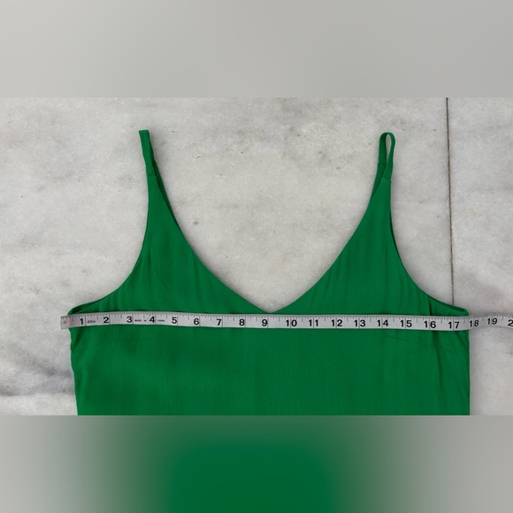 TOPSHOP Dress Mini Green Slip Spaghetti Strap V Neck Womens 8 Minimalist 90s - Picture 5 of 8